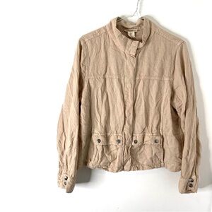 Christian Siriano Linen Blend Utility Jacket Neutral Safari Jacket
